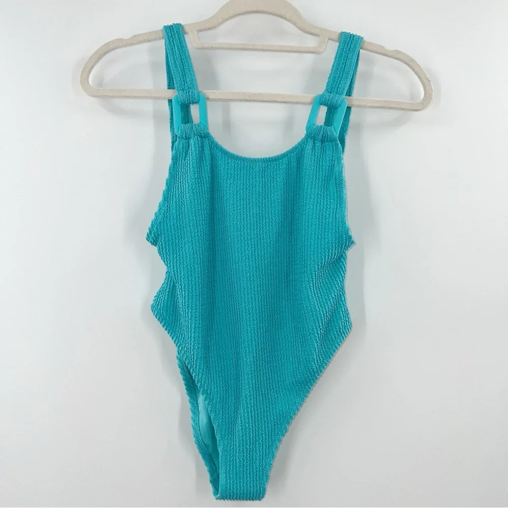 Aerie NWT Shimmery Crinkle Birthday Scoop Cheekiest One Piece Swimsuit Springs